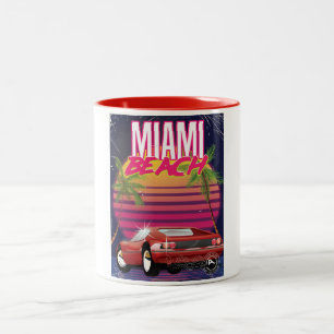 Tasse 2 Couleurs affiche de voyage vintage de Miami Beach