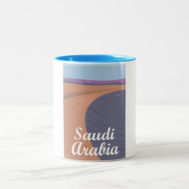 Tasse 2 Couleurs Affiche de voyage vintage en Arabie Saoudite (Centre)
