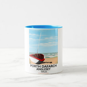 Tasse 2 Couleurs Affiche de voyage vintage Porth Dafarch, Anglesey