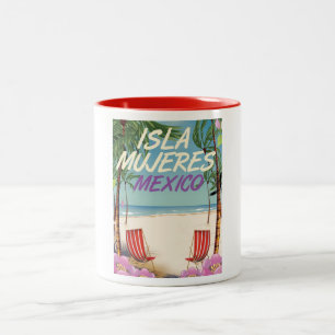 Tasse 2 Couleurs Affiche d'Isla Mujeres Mexico Beach