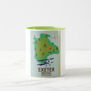 Tasse 2 Couleurs Affiche vintage de voyage d'Exeter Devon