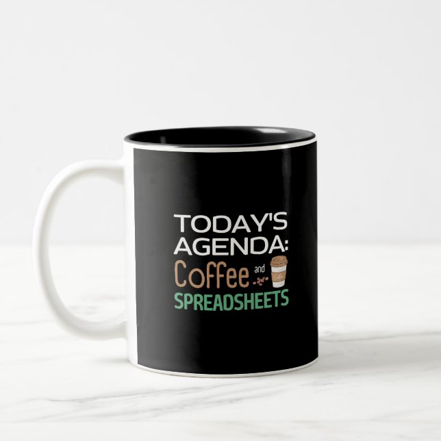 Tasse 2 Couleurs Agenda d'aujourd'hui : Café et feuilles de calcul  (Gauche)