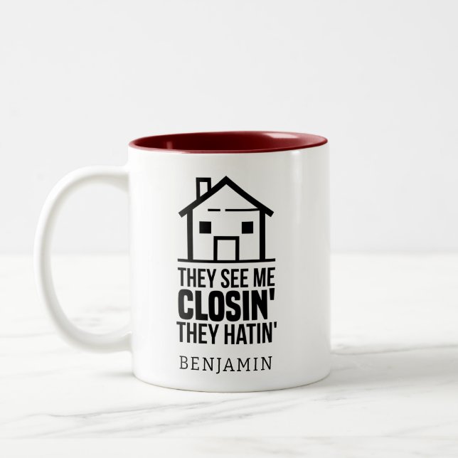 Tasse 2 Couleurs Agent immobilier personnalisé Drôle retraite (Gauche)