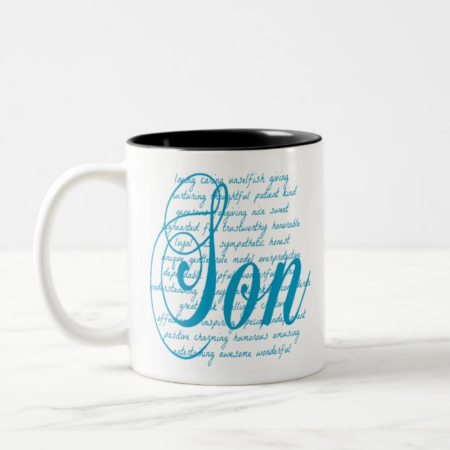 Tasse 2 Couleurs Aimer les mots pour un fils (Gauche)