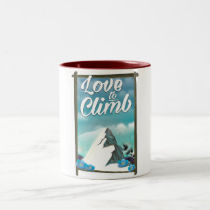 Tasse 2 Couleurs Aimer pour grimper affiche de voyage de style vint