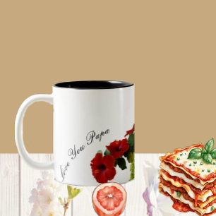 Tasse 2 Couleurs Aimez-vous Papa Fête des pères Floral Rouge Hibisc