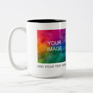 Tasse 2 Couleurs Ajouter une image photo logo commercial Texte Crée