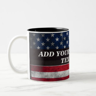 Tasse 2 Couleurs Ajoutez votre texte sur le drapeau américain