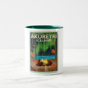 Tasse 2 Couleurs Akureyri Islande affiche voyage