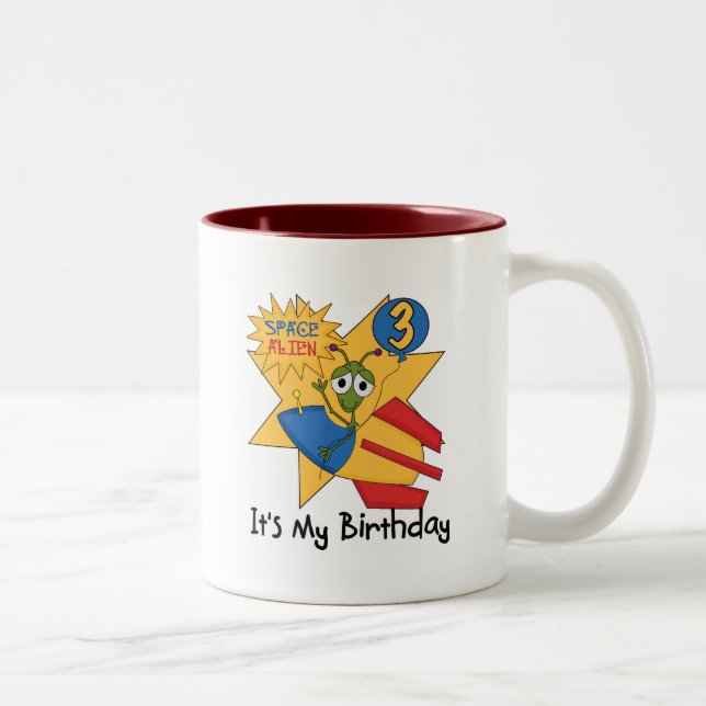 Tasse 2 Couleurs Alien spatial 3ème anniversaire Tshirts et cadeaux (Droit)