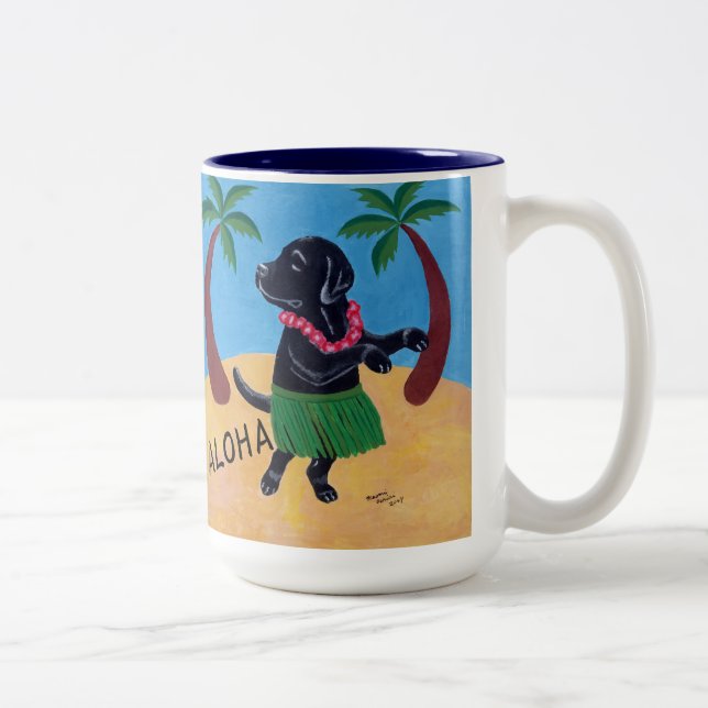Tasse 2 Couleurs Aloha Labrador noir (Droit)