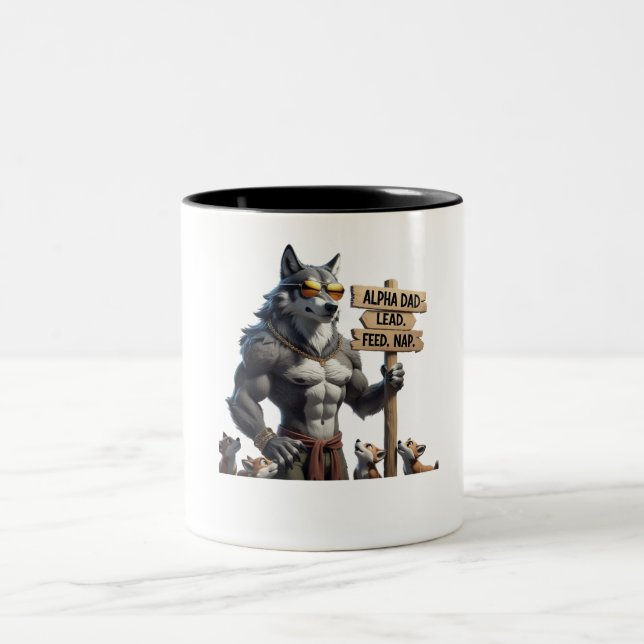 Tasse 2 Couleurs Alpha Papa - Funny Wolf Pack Leader (Centre)