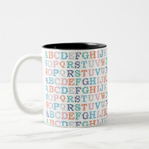 Tasse 2 Couleurs Alphabet de la nurserie coloré et mignon ABC.