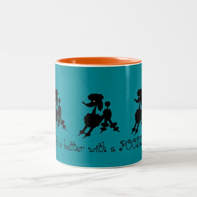 Tasse 2 Couleurs Amants noirs de caniche (Centre)