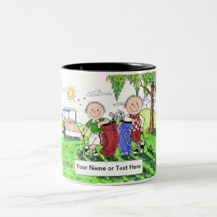 Tasse 2 Couleurs Amis de golf - Cartoon Homme & Homme