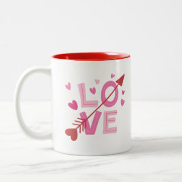 Tasse 2 Couleurs Amour avec la flèche par la parole - Saint-Valenti