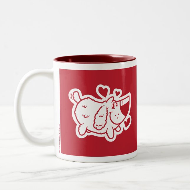 Tasse 2 Couleurs Amour de chiot (cadeau de mariage) (Gauche)