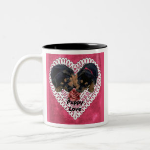 Tasse 2 Couleurs Amour de chiot Rottweiler pour la Saint-Valentin