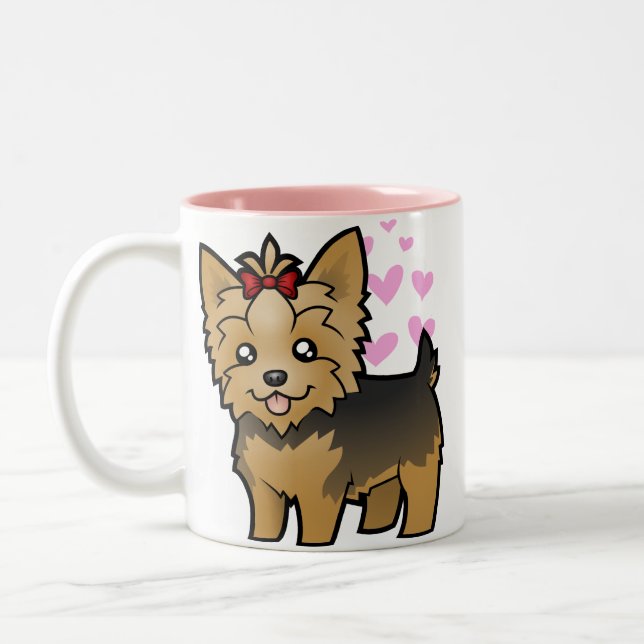 Tasse 2 Couleurs Amour de Yorkshire Terrier (cheveux courts avec (Gauche)