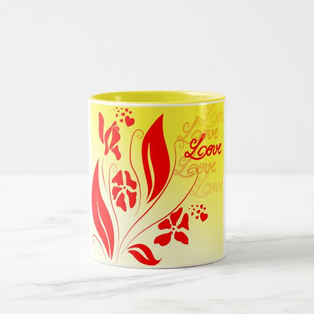 Tasse 2 Couleurs Amour et Fleurs tourbées (Centre)