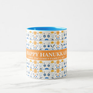 Tasse 2 Couleurs Amour et lumière   Famille Hanoukka simple et élég