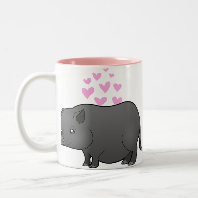 Tasse 2 Couleurs Amour miniature de porc (Gauche)