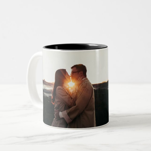 Tasse 2 Couleurs Amour photo anniversaire moderne (Devant gauche)