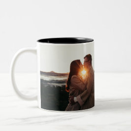 Tasse 2 Couleurs Amour photo anniversaire moderne