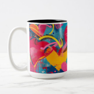Tasse 2 Couleurs Amour urbain : Coeurs de graffitis