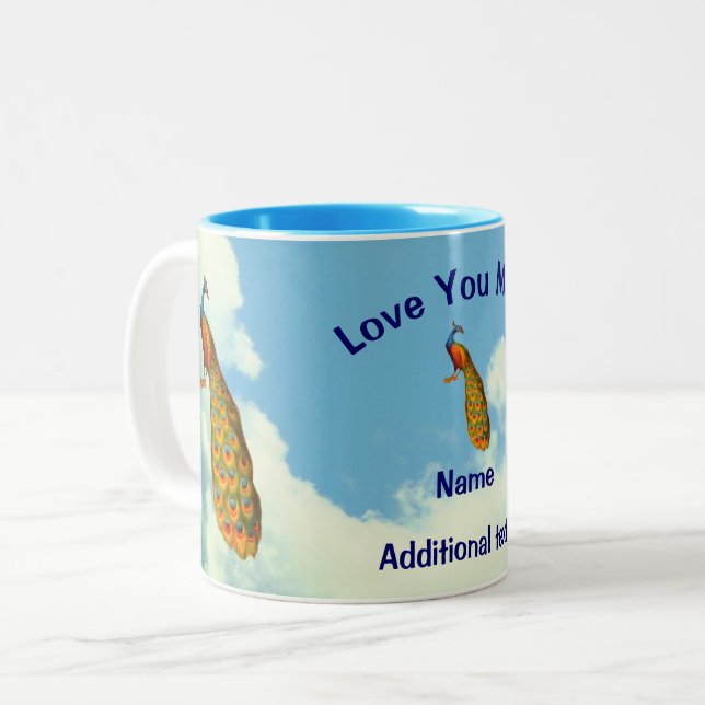 Tasse 2 Couleurs Amour Vous Maman Peacock Personnalisé (Devant gauche)