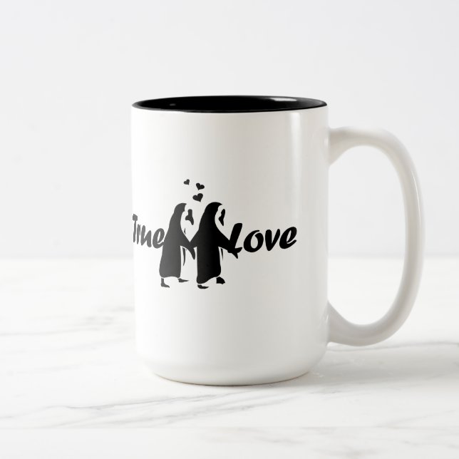 Tasse 2 Couleurs Amour vrai (pingouin) (Droit)