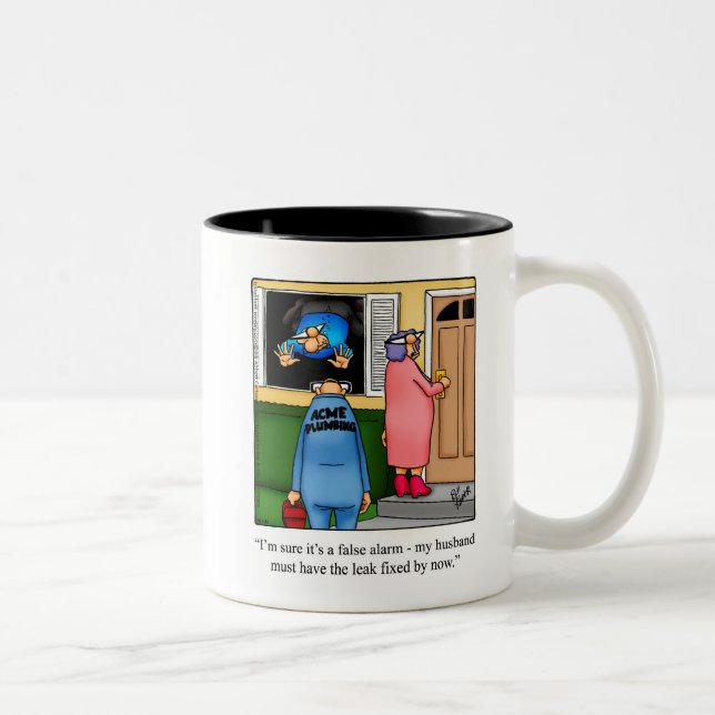 Tasse 2 Couleurs Amusant Humour en plombier (Droit)