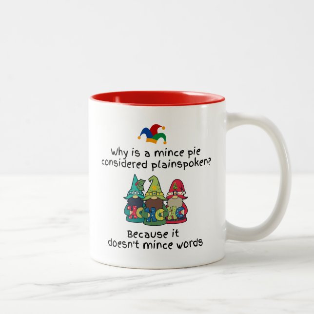 Tasse 2 Couleurs Amusant Plainspeak Mince Pie Plate Joke (Droit)
