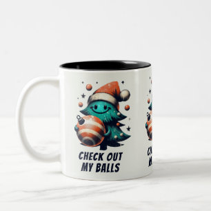 Tasse 2 Couleurs Amusant Regardez mes boules Arbre