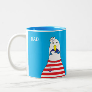 Tasse 2 Couleurs Amusant voilier Mouette Oiseau Mangeant du poisson