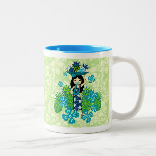 Tasse 2 Couleurs Ananas Luau Hawaiian Hula Girl