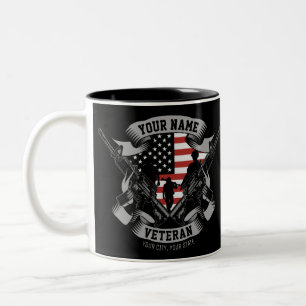Tasse 2 Couleurs Ancien combattant américain personnalisé Fière Vet