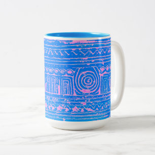 Tasse 2 Couleurs Ancien Motif mésopotamien sumérien bleu