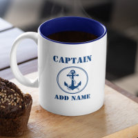 Ancre bleue et corde Nom du capitaine Ajouter ou n