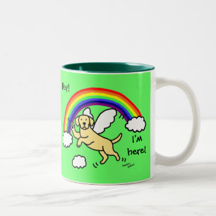 Tasse 2 Couleurs Ange gardien jaune de Labrador (pont en