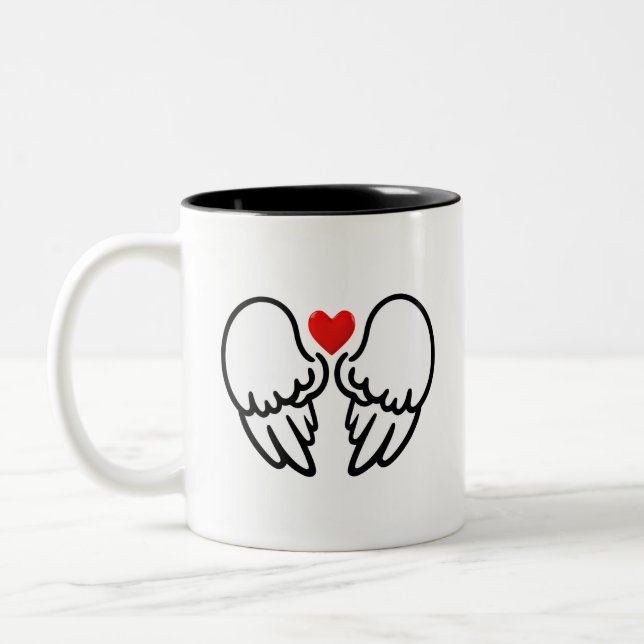 Tasse 2 Couleurs Angel Wings and Heart Minimalis 天使の羽とハートのシンプルマグカップ (Gauche)