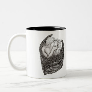 Tasse 2 Couleurs Angels Kissing, noir et blanc Design