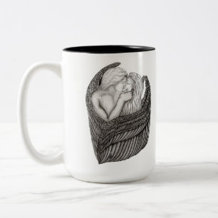 Tasse 2 Couleurs Angels Kissing, noir et blanc Design