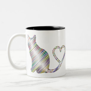 Tasse 2 Couleurs Animal Cat Feline Kitty Kitten Pet Silhouette
