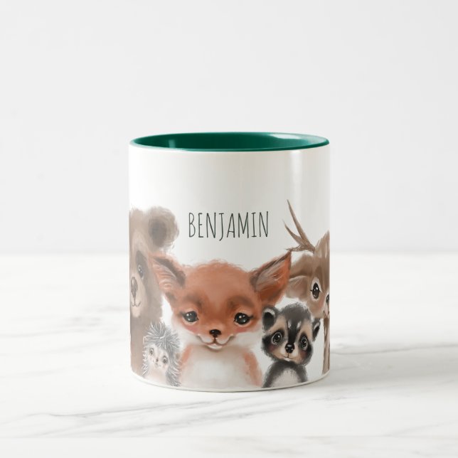 Tasse 2 Couleurs Animaux boisés modernes Végétation forestière (Centre)