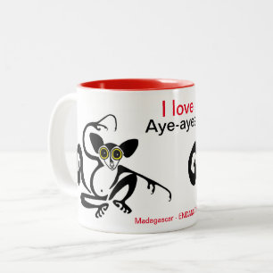 Tasse 2 Couleurs Animaux sauvages que j'aime AYE-AYES - Animaux étr