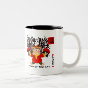 Tasse 2 Couleurs Année chinoise du rat Cadeau personnalisé Année