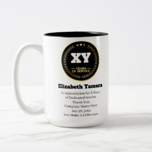 Tasse 2 Couleurs Année de travail personnalisée Appréciation de l'e