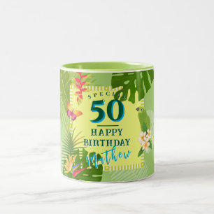 Tasse 2 Couleurs Anniversaire annuel de Paradis Tropical