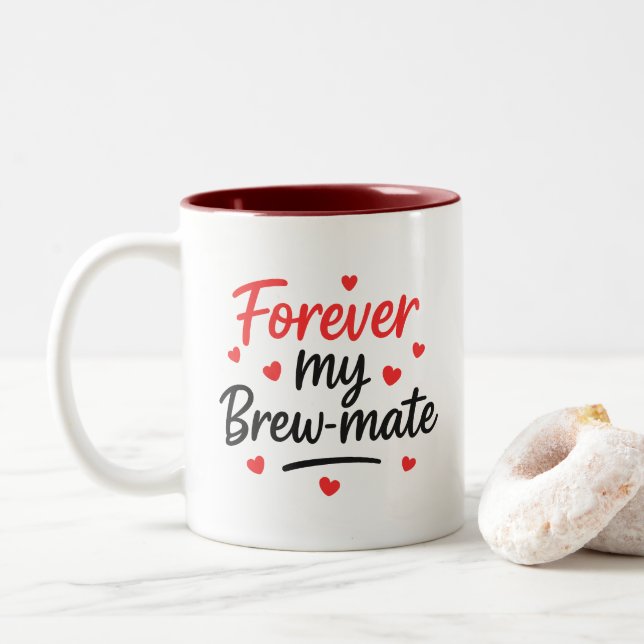 Tasse 2 Couleurs Anniversaire de l'amitié/mariage des couples (Avec donut)